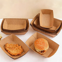 Wegwerp PFAS-vrije BPA-vrije kraftpapieren voedselbakjes, oliebestendig, lekvrij, magnetronbestendig, bootvormige containers voor friet