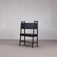Étagère de présentation minimaliste Wabi-Sabi japonaise en bois massif teinté avec tiroirs, bibliothèque multi-niveaux