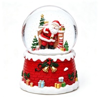 Palla di Neve Natalizia con Babbo Natale in Resina, Souvenir Decorativo da Tavolo, Ornamento per Casa e Feste