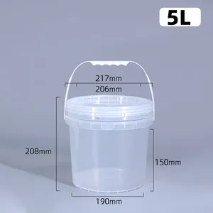 1l 2l 3l 5l 8l 10l 20l seau en plastique transparent de qualité alimentaire seau d'eau peinture conteneur d'emballage avec scellé