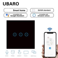 Interrupteur tactile intelligent WiFi UBARO Tuya pour rideaux, panneau en verre trempé pour moteur de volet roulant, compatible avec Alexa et Google Home