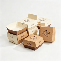 Boîte à hamburger haut de gamme en kraft, étanche, jetable, de qualité alimentaire, avec logo personnalisé, écologique, en forme de coquille, avec gaufrage