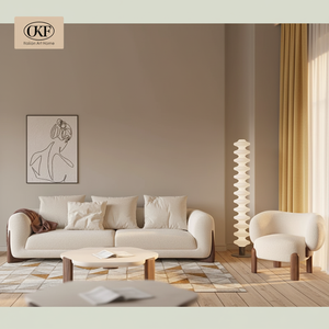 OKF Modern Luxury Square Italian Minimalist Solid <b>Wood</b> Legs Space-Saving Design White Sponge-Filled Comfort <b>for</b> Living Room OKF- - Product Image 2