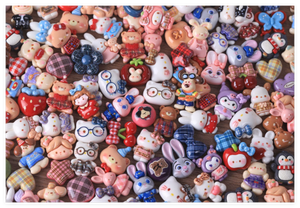 Charmes en résine miniatures de dessin animé Kawaii, <span class=keywords><strong>animaux</strong></span> (chat, ours, lapin), à dos plat, pour nail art, nœud papillon, pince à cheveux, accessoires de bricolage, cadeaux - Product Image 3
