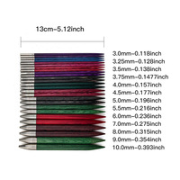 Juego de Agujas de Tejer Circulares Intercambiables de Madera de 13 cm, Coloridas, con Cables Desmontables Lisos y Pulidos para Tejer a Mano