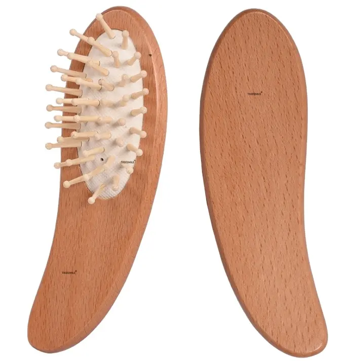 New Beach Wooden Bristle Detangler Hairbrush For Women, Men & Kids Wet or Dry Hair Portable Size and Fits in Pocket