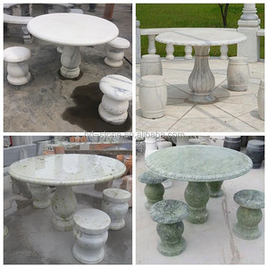 Banc d'extérieur moderne personnalisable, table en marbre, banc de parc de jardin en granit sculpté à la main, décor de jardin - Product Image 5