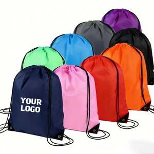 Sac à cordon personnalisé en nylon et polyester léger, imperméable, avec logo imprimé, idéal pour la gym et la promotion - Product Image 1