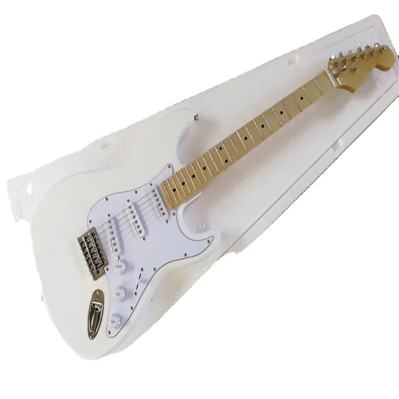 White body electric guitar with Maple neck,Chrome hardware,3S pickups,Provide customized services