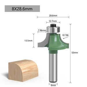 Fraise à arrondir les coins de 8 mm avec roulement, lot de 6 fraises à queue pour le travail du bois, personnalisable OEM - Product Image 2