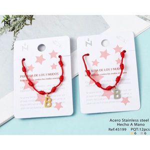 Bracciale con sette nodi in acciaio inossidabile con lettera B per protezione, fatto a mano, 12 pezzi - Product Image 1
