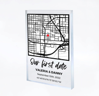 Notre première carte de date Plaque Couple carte cadeau pour elle Plaque acrylique Couple cadeau personnalisé emplacement Couples cadeaux pour femme et mari
