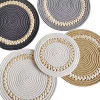 Sets de table ronds tressés en corde de coton et en feuilles de maïs, résistants à la chaleur et antidérapants, pour la décoration de la salle à manger et de la cuisine