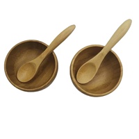 Ensemble de bols à masque facial miniatures en bambou, livraison immédiate, bambou naturel, bol de mélange pour masque DIY, applicateur de maquillage, outils de mélange pour soins de la peau