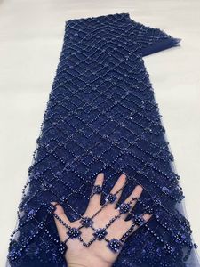 Ni.ai ผ้าลูกไม้ประดับลูกปัดเลื่อมปักมุกผ้าลูกไม้ตาข่ายปักเลื่อมฝรั่งเศสพร้อมไข่มุกดีไซน์ใหม่ - Product Image 5