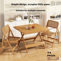 Petite table de salle à manger de style moderne en bambou massif pliable Design City Rental House & Outdoor Installation-Free for Urban Living