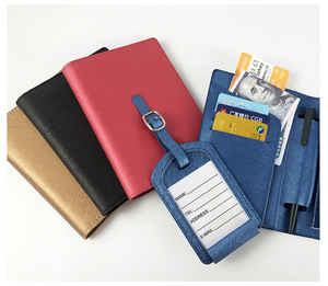 Custom Logo Embossed PU Leather RFID Passport Cover Card <strong>Holder</strong> Travel Passport Cover And Luggage Tag Set Passport <strong>Holder</strong>