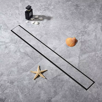 Insert de carreau de sol carré invisible égouttoir de douche linéaire Rectangle noir mat siphon de sol en acier inoxydable
