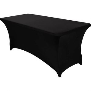 White Elastic Stretch Woven Spandex <b>Table</b> <b>Cover</b> & Skirt Waterproof & Oilproof Ruffled Design for Outdoor Weddings - Product Image 1