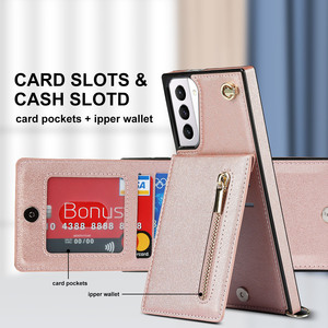 Lanière d'épaule en cuir portefeuille étui de téléphone pour <span class=keywords><strong>Samsung</strong></span> note 20 fermeture éclair étui de luxe pour <span class=keywords><strong>samsung</strong></span> galaxy s24 ultra - Product Image 6