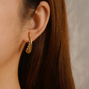 Anting Tetesan Air Stainless Steel yang Modis, Sederhana, Halus, Berongga, Aliran Air, Perhiasan Anting Panjang - Product Image 2