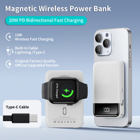 Power Bank Magnetik Nirkabel PD20W 10000mAh Ultra Tipis Portabel dengan Kabel Micro USB Pengisian Cepat untuk Jam Tangan dan iPhone