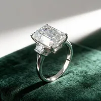 MUSHAN Luxus-Schmuck 925 Sterling Silber Ring für Damen 10ct 10x14mm Zertifizierter Moissanit Diamant D-Farbe Ring Feiner Schmuck