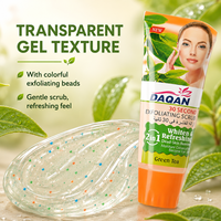 Gommage visage au thé vert DAQAN, gel exfoliant transparent avec perles nettoyantes colorées, éliminateur de peaux mortes et d'impurités, 100g