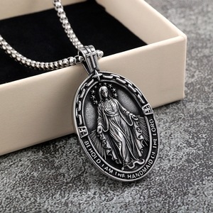 yunnique Stainless Steel Unisex Pendant Necklace Virgin Mary <b>Cross</b> Design Gift Jewelry - Product Image 1