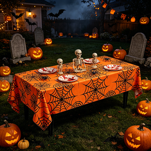 Nappe jetable en PEVA à motif maison hantée, imprimé château d'Halloween, housse de table en plastique imperméable, prix d'usine - Product Image 2