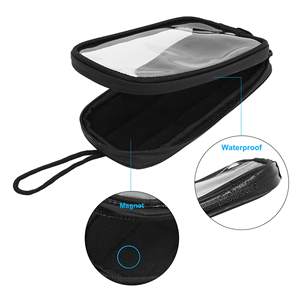 Sacoche de réservoir magnétique universelle 7'' avec trou pour écouteurs, en cuir PU imperméable, sacoche de selle pour moto - Product Image 3