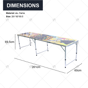 Mesa de Juego Plegable Portátil y Ajustable para Exteriores, Personalizable, con Luces LED, para Uso en la Playa, con Marco de Aluminio Resistente y Superficie de MDF, para <span class=keywords><strong>Beer</strong></span> Pong - Product Image 3