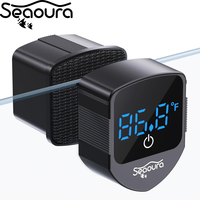 Seaoura SR-520 sikat Magnet Mini ikan, Pembersih magnetik ganggang akuarium termometer Digital 2 in 1 untuk tangki ikan kaca 4-10mm