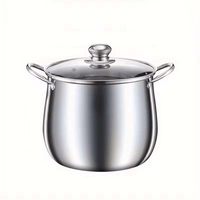 Grande marmite en acier inoxydable, pot à soupe et à ragoût polyvalent, compatible avec les cuisinières à gaz, à induction, électriques et en céramique pour la cuisine à domicile