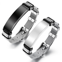 Bracelet ajustable en acier inoxydable pour homme, personnalisable, avec barre vierge, idéal pour les fêtes, bijoux gravés tendance pour le dropshipping