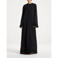Ensemble deux pièces pour femme, style musulman turc, avec abaya ouverte à manches plissées, robe longue intérieure, col rond, coupe trapèze, modeste, ODM, respirant et léger