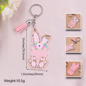 • Coniglietto di fiori di leopardo di fabbrica di vendita caldo per portachiavi di pasqua in acrilico di nome - Product Image 2