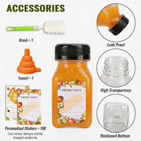 Bouteilles de jus en plastique transparentes réutilisables de 4 oz, en stock local aux États-Unis, pour jus de fruits