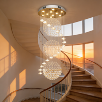 Lustre long doré sur mesure JACKSUN pour hall d'hôtel, luminaires suspendus pour plafond haut, villa, escalier, lustre en cristal
