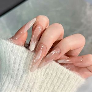 <span class=keywords><strong>Uñas</strong></span> postizas de color nude, estilo ojo de gato, minimalistas, delicadas, de alta calidad, blancas, <span class=keywords><strong>para</strong></span> <span class=keywords><strong>mujer</strong></span>, venta al por mayor. - Product Image 2
