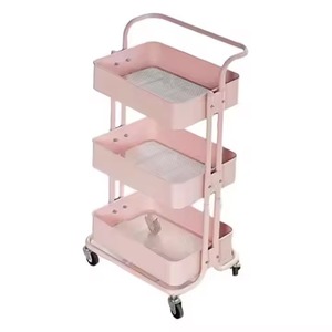 Dễ dàng di chuyển 3 lớp kim loại lưu trữ nhà Giỏ xe đẩy thiết kế mỏng cho phòng tắm gia vị lưu trữ phòng khách nhà để xe sơn mài - Product Image 2