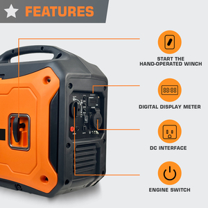 230V Quiet <b>Gasoline</b> Generator 98CC Air Cooled for Field Camping and Backup Power HS2250is-EA-3 Clear LED Display Shows Runtime V - Product Image 4