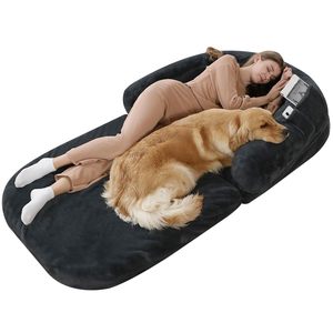 Nieuw Ontwerp Schuim Huisdier Grote Hond Bed Opvouwbare Hond Mens Slaapbank Waterdicht Pluche Orthopedische Hond Bed Luxe