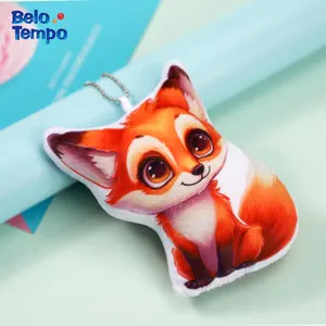 2024best-seller Vente en gros Ensemble de mini jouets animaux en peluche au design renard personnalisé Porte-clés peluche animaux petit OEM doux et mignon