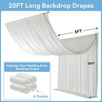 Outpain Draperies de plafond 4 panneaux en tissu uni ivoire 5ftx20ft, sans plis, avec passe-tiges, pour tentes, mariages et fêtes d'anniversaire, Chine