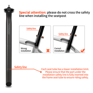 Tubo de sillín de bicicleta TOSEEK 350 400mm, de <span class=keywords><strong>carbono</strong></span>, para bicicleta de carretera y <span class=keywords><strong>MTB</strong></span>, 27.2 31.6mm, 0mm Offset, T800, perfil de carreras ligero, 160g - Product Image 6