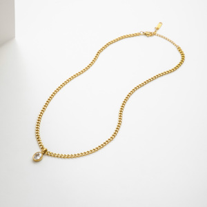 YF3635 Collar de Cadena Cubana con Colgante de Estrella de Acero Inoxidable Chapado en Oro de 18k, Resistente al Agua y al Deslustre, con Zirconia 5A, Estilo Vintage - Product Image 5