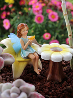 Chaise à fleurs en gros bon marché ensemble de fée statue de maison pour accessoires de jardinière ensemble de fée ornement de jardin pour décor de pot de jardinière