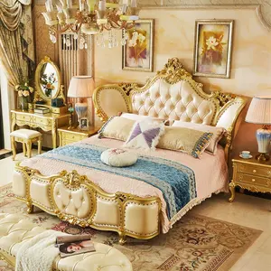 Gilded European bed Embellished European bed European-inspired bed frame