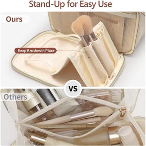 PACKISM XL trapuntato in pelle sintetica borsa da viaggio impermeabile aperta piatta per cosmetici divisori